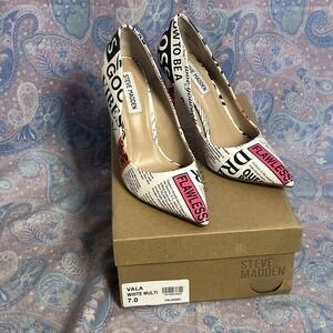 Steve Madden Daisie Black Newsprint Vala Pumps Vintage, 7M